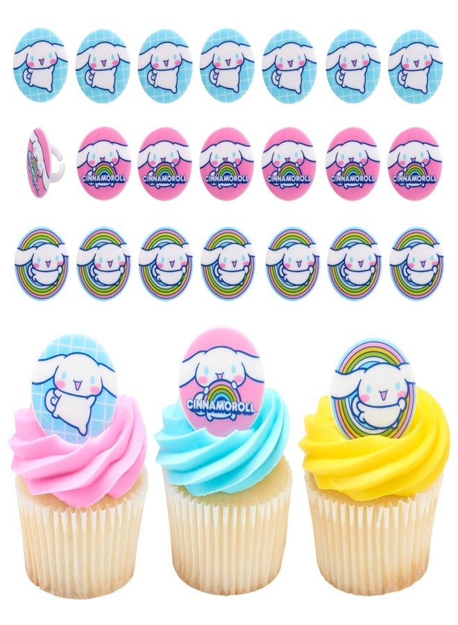 DecoPac Cinnamoroll Rings, 24 Hello Kitty Cupcake Decorations, Blue And Pink Toppers - 24 Pack - Image 1